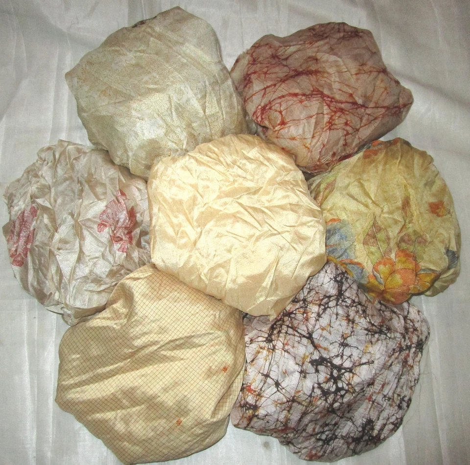 LOTE SEDA PURA Vintage Sari Tela REMANENTE 7 Piezas 1 ft Crema Decoración #,AEKM Foto 1 de 1