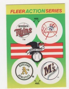 Mini pegatina con logotipo del equipo de béisbol Fleer 1990 gemelos, yankees, atletismo, marineros - Imagen 1 de 2
