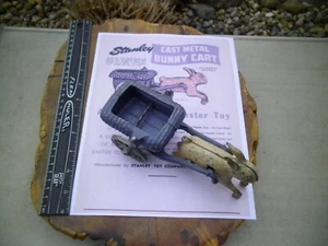 Seltener 40er Jahre Stanley Gusseisen/Aluminium Osterhase Spielzeug Hase Ziehwagen - Bild 1 von 8
