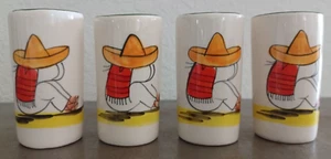 4 vasos de cerámica de México hombre con sombrero cactus 3,3" de alto - Imagen 1 de 16