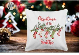 Christmas Family Personalised Cushion with filled inner - Picture 1 of 2