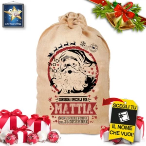 SACCO DI JUTA NATALIZIO XXL NATALE BABBO NATALE PERSONALIZZATO 102 cm X 58 cm!! - Foto 1 di 2