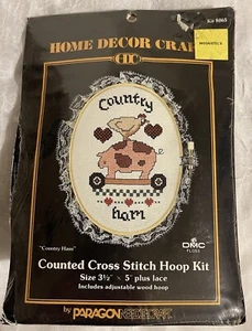 VTG Paragon Counted Cross Stitch Hoop Kit Plus Lace Country Ham Sealed 3.5" x 5" - Picture 1 of 4
