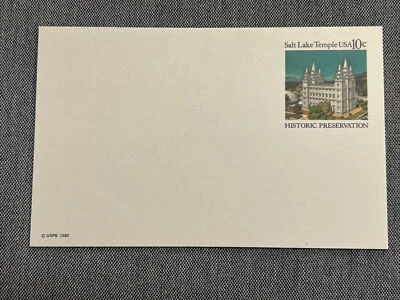 Unused Postal Card Mint 1980 10c Salt Lake Temple Historic Preservation - Image 1 of 2