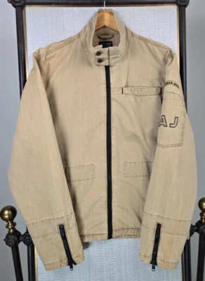 Jaqueta de Caminhoneiro ARMANI JEANS Masculina Tamanho Grande Moto 100% Algodão Cáqui Zíper Completo - Imagem 1 de 4