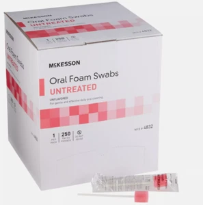 250 McKesson Oral Foam Swabs Untreated,Gentle & Daily Oral Cleaning, Unflavored - Picture 1 of 3