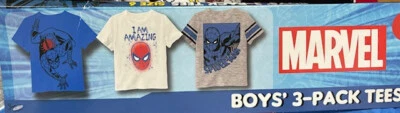 MARVEL SPIDERMAN I AM AMAZING 3 PACK TEE (BLUE/WHITE/GRAY 6)NWT - Image 1 of 2