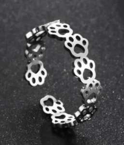  Skyrim Damen Soild Verstellbarer Hund Katze Pfote Ring Edelstahl  - Bild 1 von 4