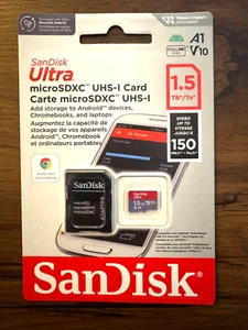Carte micro SD Sandisk Ultra MicroSDXC UHS-1 1,5 To neuve - Photo 1 sur 3