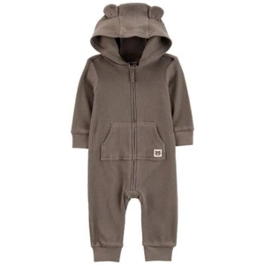 Baby Boy Carter's Bear Hood Zip-Up Thermal Waffle Jumpsuit, Boy's, Size: 9 - Picture 1 of 1