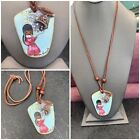VINTAGE Ted DeGrazia Signed Pendant Necklace pink Girl limited 1st edition