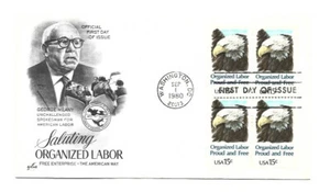 1831 Organized Labor ArtCraft bloque de 4, FDC - Imagen 1 de 1
