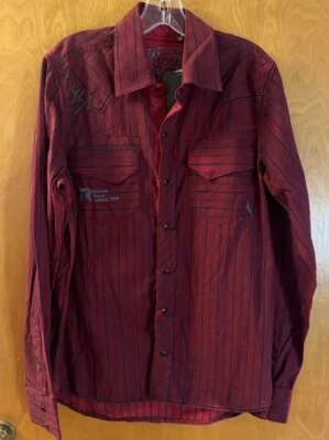 Camisa de cuello Southern Thread con botones a presión para hombre roja con rayas nueva con etiquetas talla S Foto 1 de 4