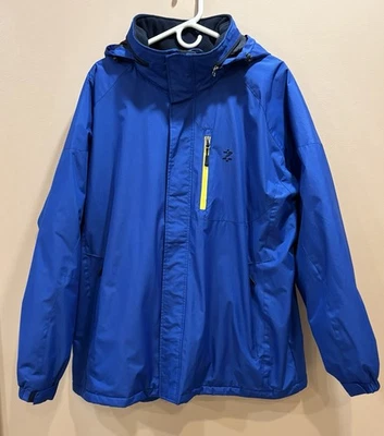 Abrigo con capucha Izod Perform X azul real brillante usado en excelente estado para hombre talla XXL Foto 1 de 4