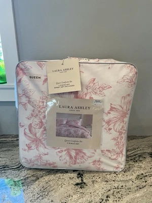 JUEGO DE 7 piezas de edredón y sábanas Laura Ashley Delphine floral rosa malva reina Foto 1 de 4