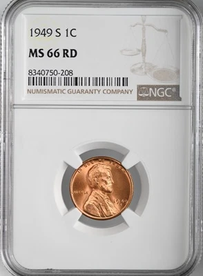 1949-S  1C LINCOLN WHEAT CENT "SAN FRANCISCO MINT" NGC MS66 RD (RED)#8340750-208 - Image 1 of 4