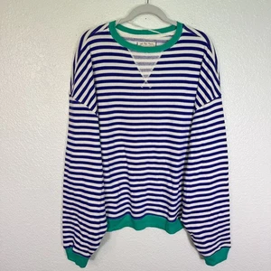 Free People Classic Striped Oversized Crewneck Damen Medium Pullover Blau NEU M - Bild 1 von 10