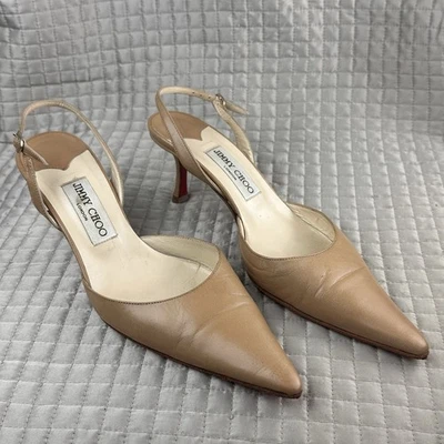 Tacones de gatito vintage Jimmy Choo beige punta talla 39,5 buen estado Foto 1 de 4