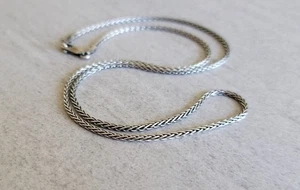 Solid 925 Oxidized Sterling Silver Italian Spiga Wheat Chain 1.5mm - Picture 1 of 5