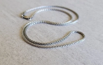 Solid 925 Oxidized Sterling Silver Italian Spiga Wheat Chain 1.5mm - Image 1 of 4