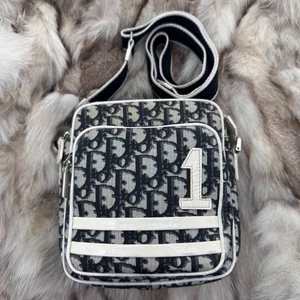 DIOR Trotter Crossbody Bag PVC Leather Navy Shoulder Purse Authentic　＃178 - Picture 1 of 21