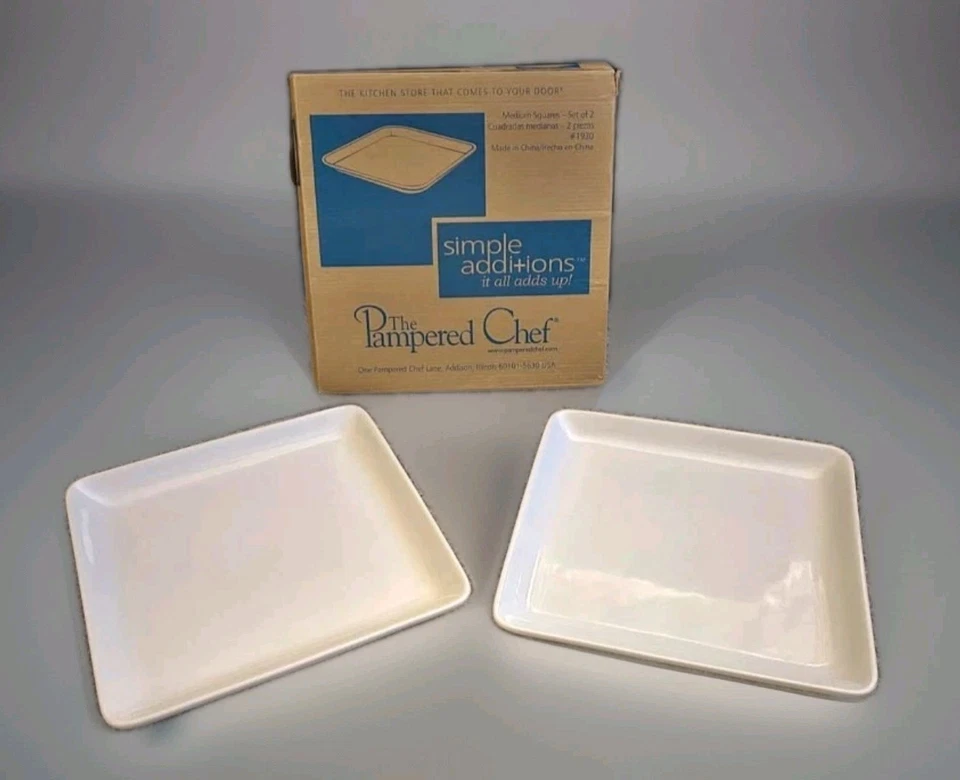 Pampered Chef Simple Additions Medium Square 10" Set/2 Plates #1930 Entertaining - Image 1 of 1