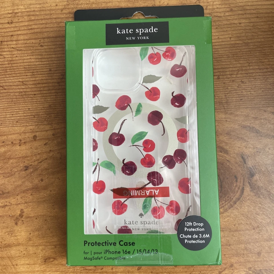 Funda de teléfono Kate Spade NY MagSafe para Apple iPhone 16e/ 15/14/13 cerezas nueva en caja Foto 1 de 1