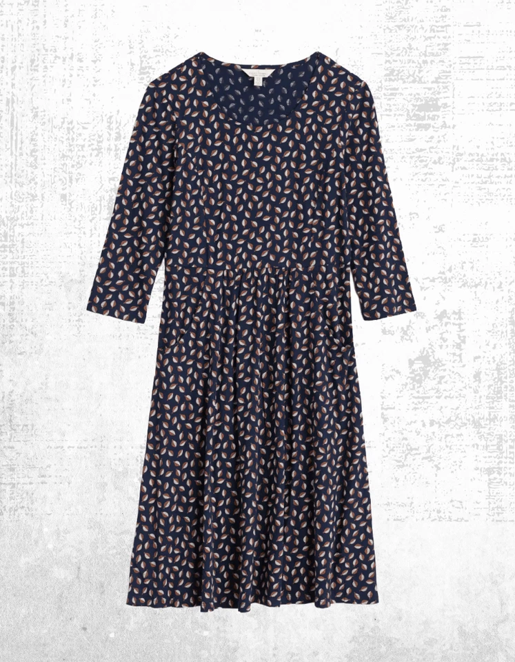 Women’s  Seasalt Jersey Dress 3/4 Sleeve Cotton Maritime Leaves Scoop Neck - Image 1 of 4