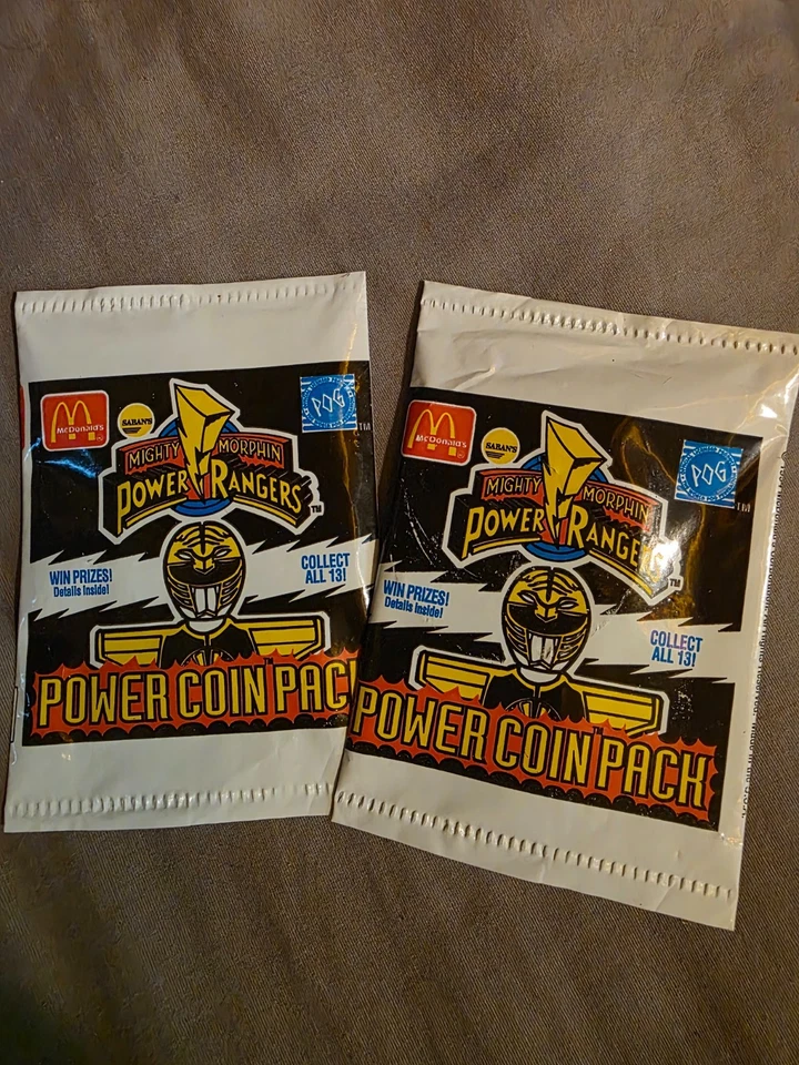 Vintage 1994 Mighty Morphin Power Rangers POG Power Pacote de Moedas Selado McDonalds - Imagem 1 de 2