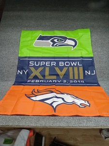 Seattle Seahawks Denver Broncos 2014 XLVIII Super Bowl Champions Flag 27" X 37" - Picture 1 of 5