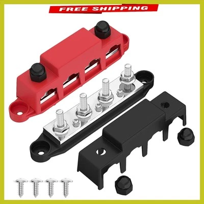 Marine Bus Bar 250A - 12V Power Distribution Block with Protective Cover & Nuts - Image 1 of 4