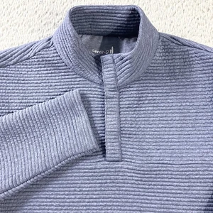 Johnnie O Performance Pullover Mens Medium Blue Textured Snap Mock Neck - Picture 1 of 7