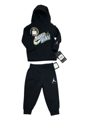 NUEVO CON ETIQUETAS 2 Piezas Nike Air Jordan Jump Hombre Sudadera con Capucha y Pantalones Niño Pequeño 6-9M Negro Foto 1 de 4