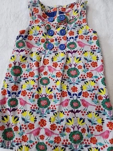 Mini Boden Girls Gray With Floral Corduroy Jumper Dress Size 3-4 Preowned - Picture 1 of 6