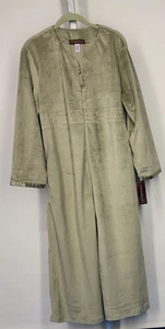 Bata de salón larga de terciopelo veneciano Stan Herman - verde Loden - talla grande - nueva con etiquetas - Imagen 1 de 4