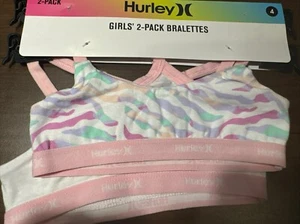 Hurley Girls' 2 Pack Bralettes Pink Size 4 - Picture 1 of 6
