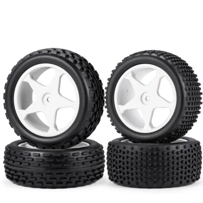 AXSPEED 4x Gummi Reifen und Kunststoffrad für Tamiya TT02 1/10 RC Off-Road Buggy - Bild 1 von 4