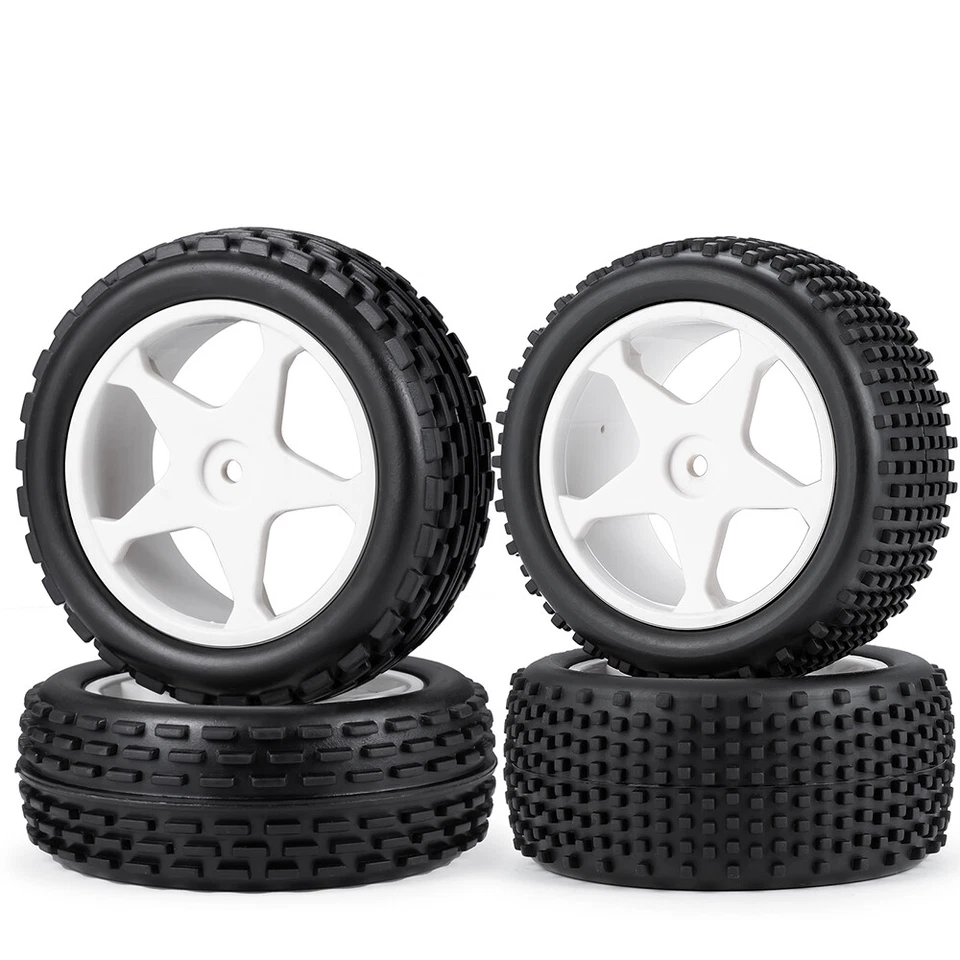 AXSPEED 4x Gummi Reifen und Kunststoffrad für Tamiya TT02 1/10 RC Off-Road Buggy - Bild 1 von 4