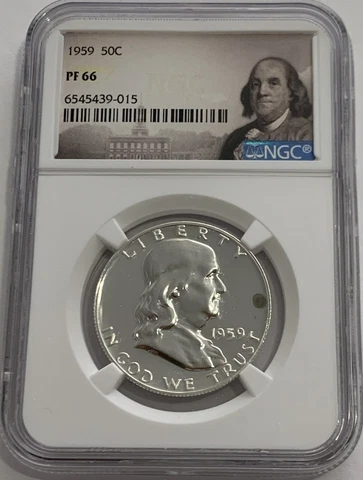 1959 P NGC PF66 PROOF BEN FRANKLIN HALF DOLLAR 50c 90% SILVER PORTRAIT LABEL Cover
