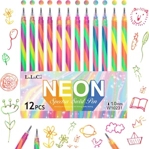 12 Pack Mixing of 3 Colors Rainbow Gel Pens Color Changing Ballpoint Pen Neon Pe - Picture 1 of 6
