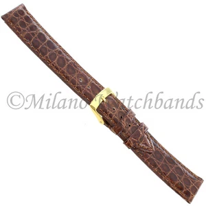 17mm Milano Brown Genuine Select Crocodile Italy Made Stitched Watch Band - Picture 1 of 4