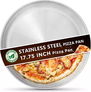 Stainless Steel Pizza Pans 17.75" Pizza-Pan Oven Tray round Plate 1 Set - Picture 1 of 1