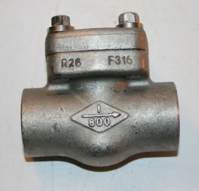 1" Socket Weld 316ss 800# Swing Check Valve  Crane API602  - Image 1 of 4