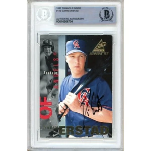 1997 Pinnacle #110 Darin Erstad Signed Card AUTO Beckett Slabbed LA Angels - Picture 1 of 5