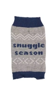 🐾Pet Dog Cat Stretchy Sweater Graphic Snuggle Season Print Blue & Gray Size S🐾 - Picture 1 of 6