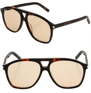 SAINT LAURENT DUNE SL 596 SL596 003 Brown Havana Unisex Retro Aviator Sunglasses - Picture 1 of 11