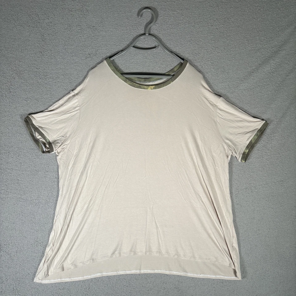 Camiseta para mujer talla XL 95 % bambú 5 % spandex hecha en EE. UU. beige calce suelto yoga Foto 1 de 4