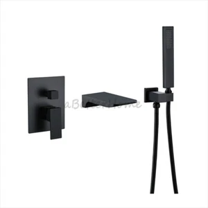 Hotel Concealed Bath Tub Faucet Bathroom Embedded Waterfall Handheld Shower Taps - Picture 1 of 8