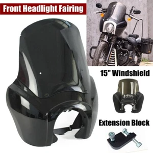 For Harley Club Style Wide Glide Headlight Fairing W/ 15" Windshield Windscreen - Picture 1 of 11