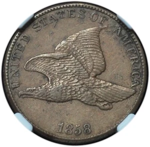 1858 Flying Eagle Cent Large Letters AU NGC - Double Die Obverse! - Picture 1 of 6